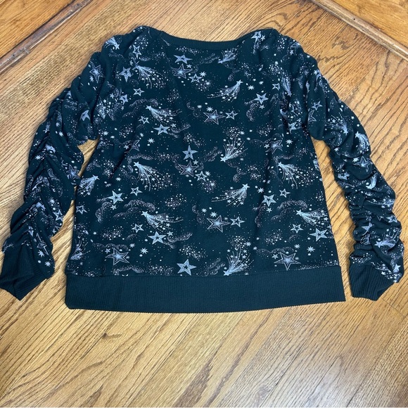 Chaser | Shirred Sleeve Mystical Star Print Whimsical Sweatshirt Size XL - Picture 9 of 11